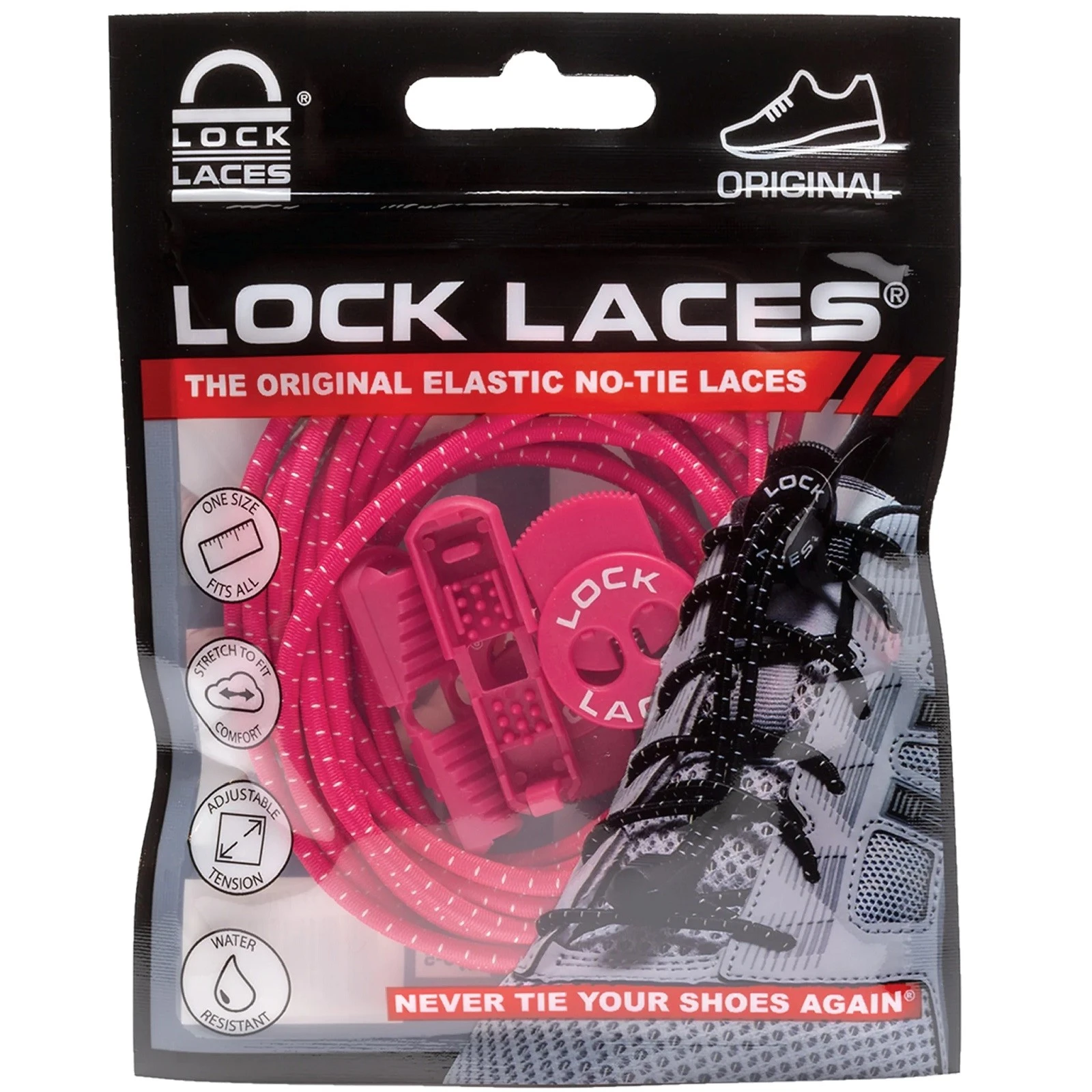 Lock Laces, Hot Pink No Tie Shoelaces 3 Lock Laces, Hot Pink No Tie Shoelaces